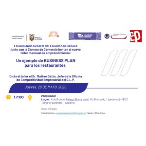 Locandina evento con Consolato Ecuador del 28-05-2026